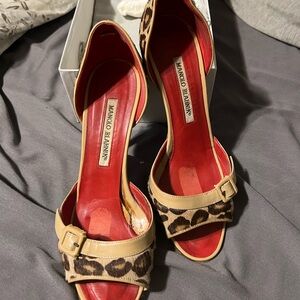 Manolo Blahnik leopard and beige sandal… size 37.5
